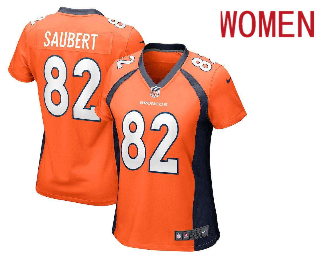 Women Denver Broncos #82 Eric Saubert Orange Nike Game NFL Jersey->women nfl jersey->Women Jersey